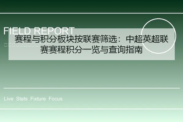 赛程与积分板块按联赛筛选：中超英超联赛赛程积分一览与查询指南